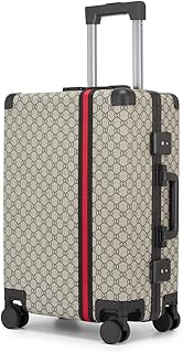 VH&GRED Luxury 20" Leather Carry On for Women - Designer Cabin Suitcase with Gold Accents, TSA Lock & Silk Lining, Beige, ...