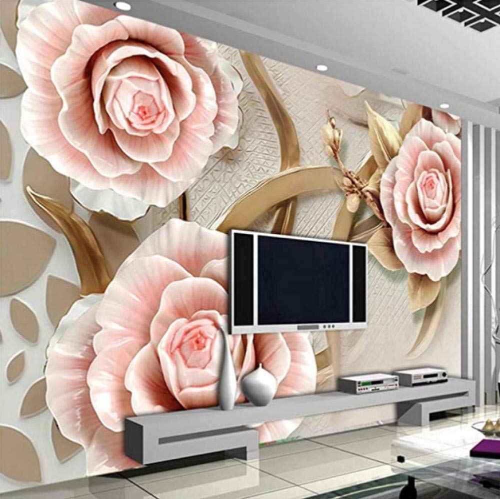 Amazon Co Jp Mzznz カスタム壁画壁紙クラシック3dレリーフローズフラワー写真壁画リビングルームテレビソファ背景壁 280x0cm ホーム キッチン