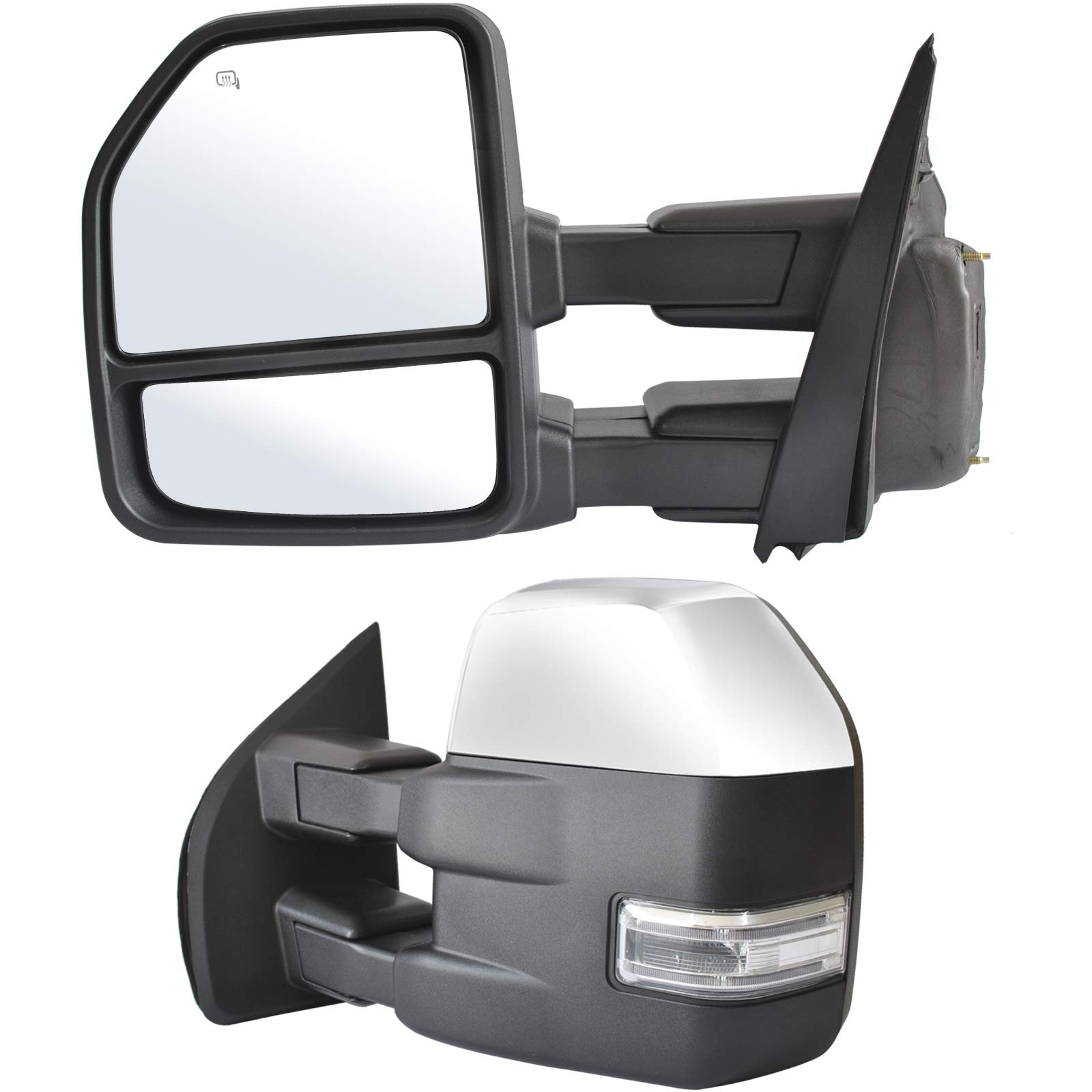 Adanz Towing Mirrors fit for 2015 2016 2017 2018 2019 2020 Ford F150 Pickup Truck Temperature Sensor LED Turn Signal Lights Heated Defrost Power Glass
