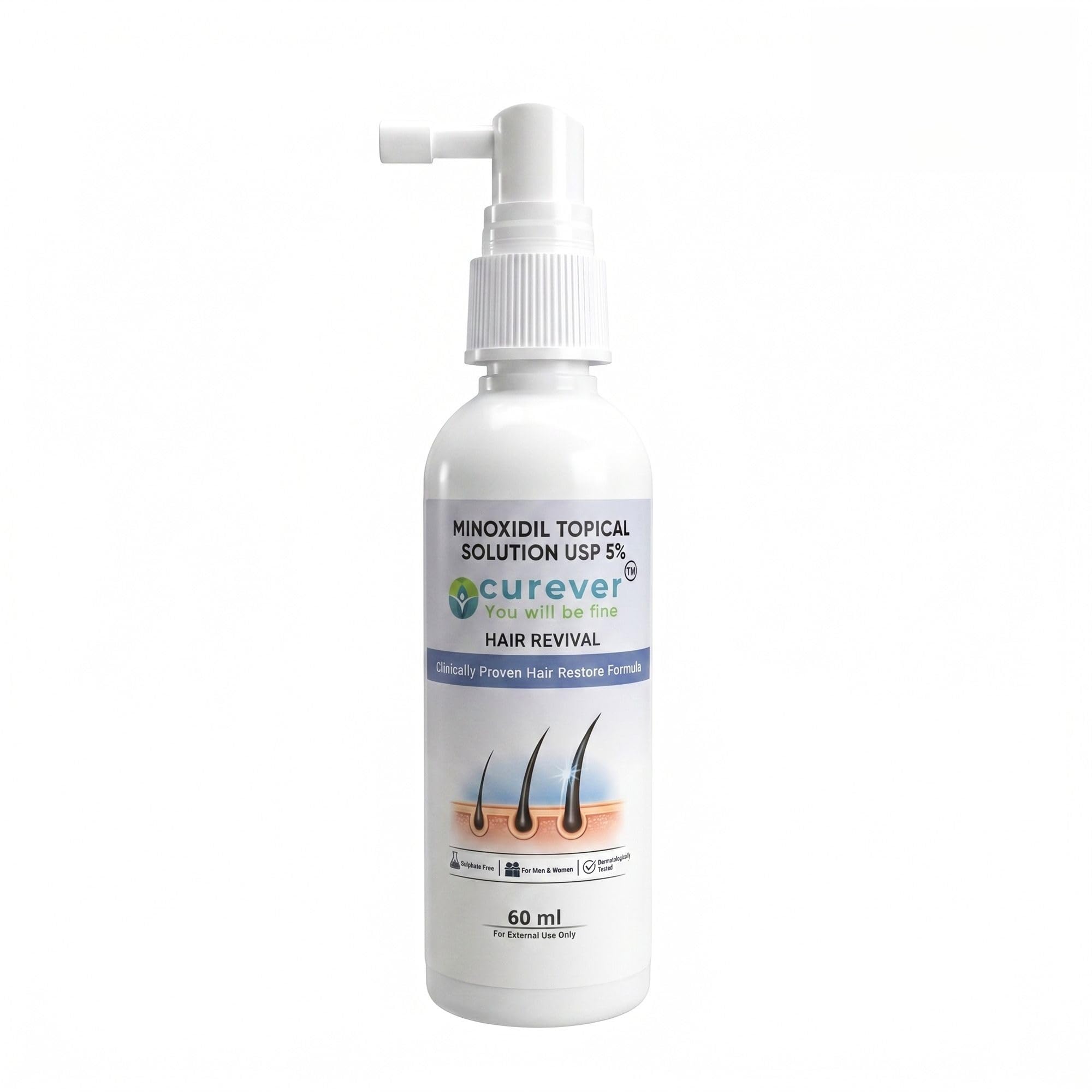 Curever Minoxidil 5% Topical Solution for Hair Regrowth & Hair Fall Control | Clinically Proven Hair Revival Formula | Men & Women | 60ml Spray Bottle-image-30