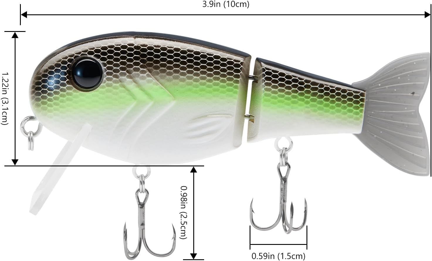 BASSROCK Topwater Fishing Lures for Bass Pike Salmon Floating Swimbait Jointed Crankbait Freshwater Saltwater 4.9in/1.76oz RK1001