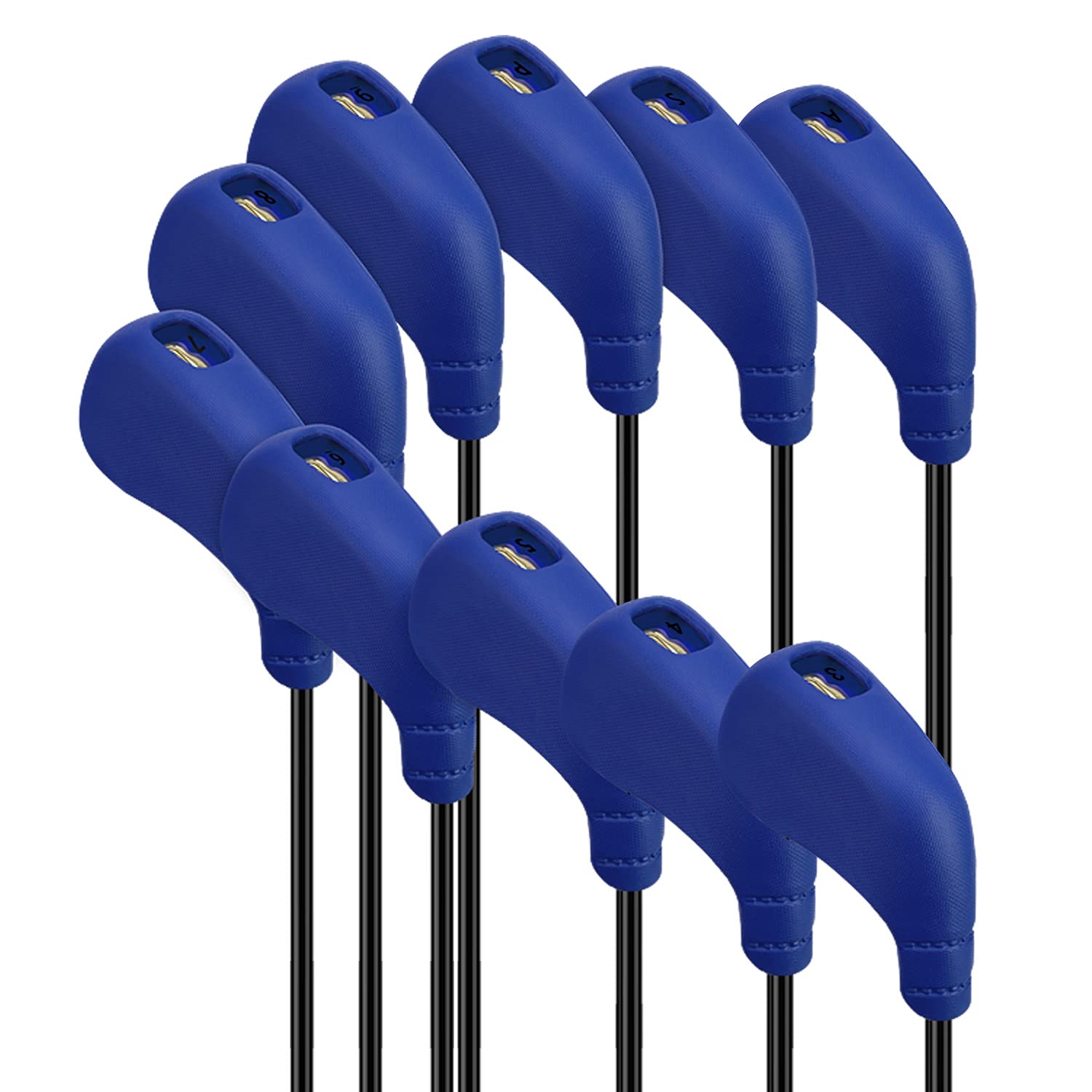 PGM Golf Club Covers 10 Piece Protective Washable Golf Iron Head Cover Set with Number Opening, Easy to Put on and Take off, Fits Right Hand Brands
