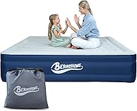 Vista 1 de Beyondhome Colchón de aire sin PVC tamaño Queen con bomba integrada, inflado de un botón y parada automática, soporte hermético de 720 libras