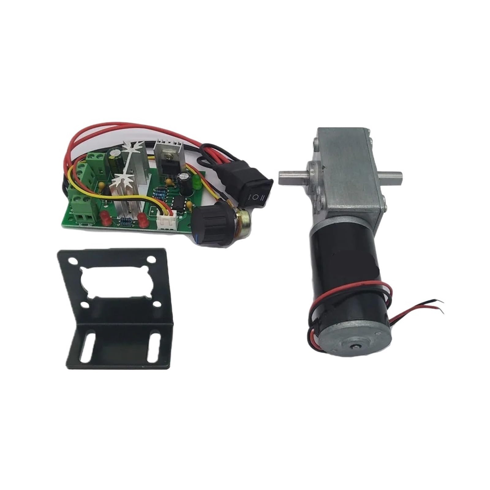 Schneckengetriebereduktionsmotor 12 V Doppelwellen-Gleichstrommotor mit Schneckengetriebe, hohes Drehmoment, 70 kg/cm², 24-Volt-Motor, D-Wellen-Schneckengetriebe, umkehrbar(24v 27rpm,Package A)