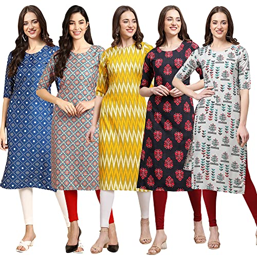 Image of Pinkmint Women's Crepe Digital Print Straight Kurta (D-353-345-369-360-370)