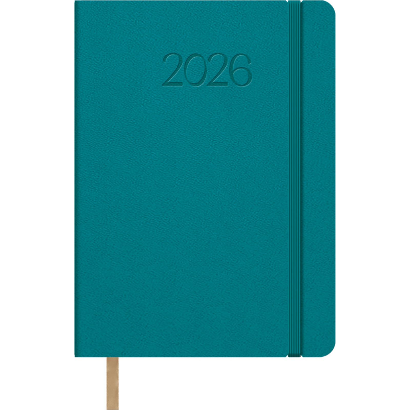 Dohe - 2026 Daily Planner – Day per Page, A5 (14x20 cm), Flexible Leatherette Cover, Elastic Closure, 12 Months January to December, Annual Planner in Spanish – Manhattan Green