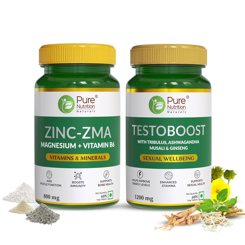 Pure Nutrition Male Wellness Supplement Combo Zinc ZMA + Testosterone
