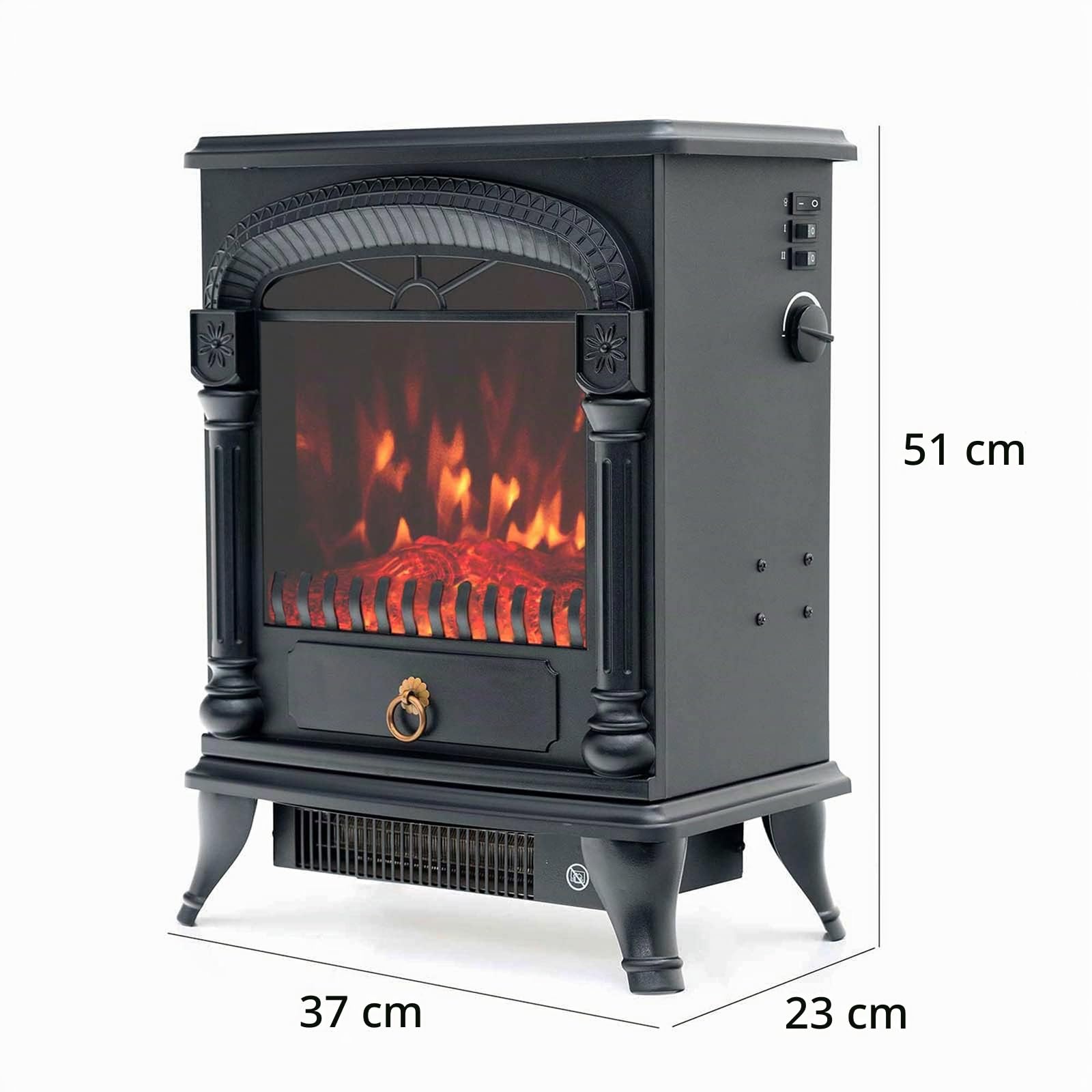 Chimenea Eléctrica 1950 W Kekai Arizona 37x23x51 cm con Simulación de Fuego Negra
