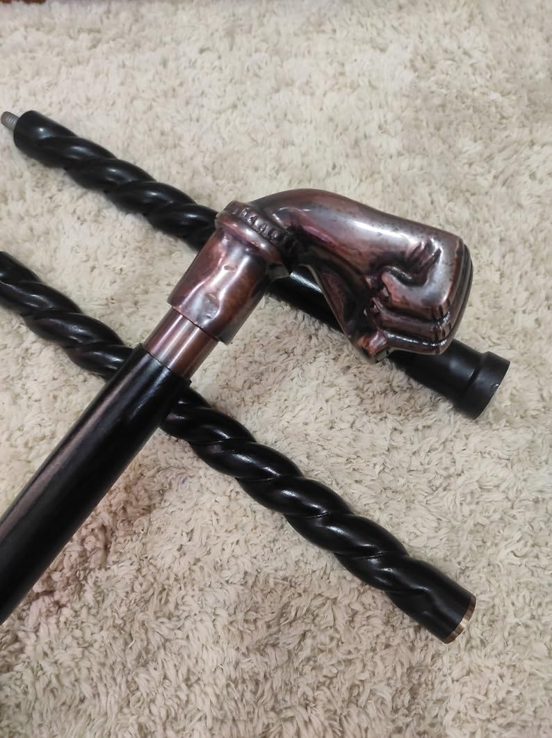 Bastone da passeggio in rame anticato con manico perforato, bastone da passeggio vintage, regalo per padre, bastone per uomini e donne