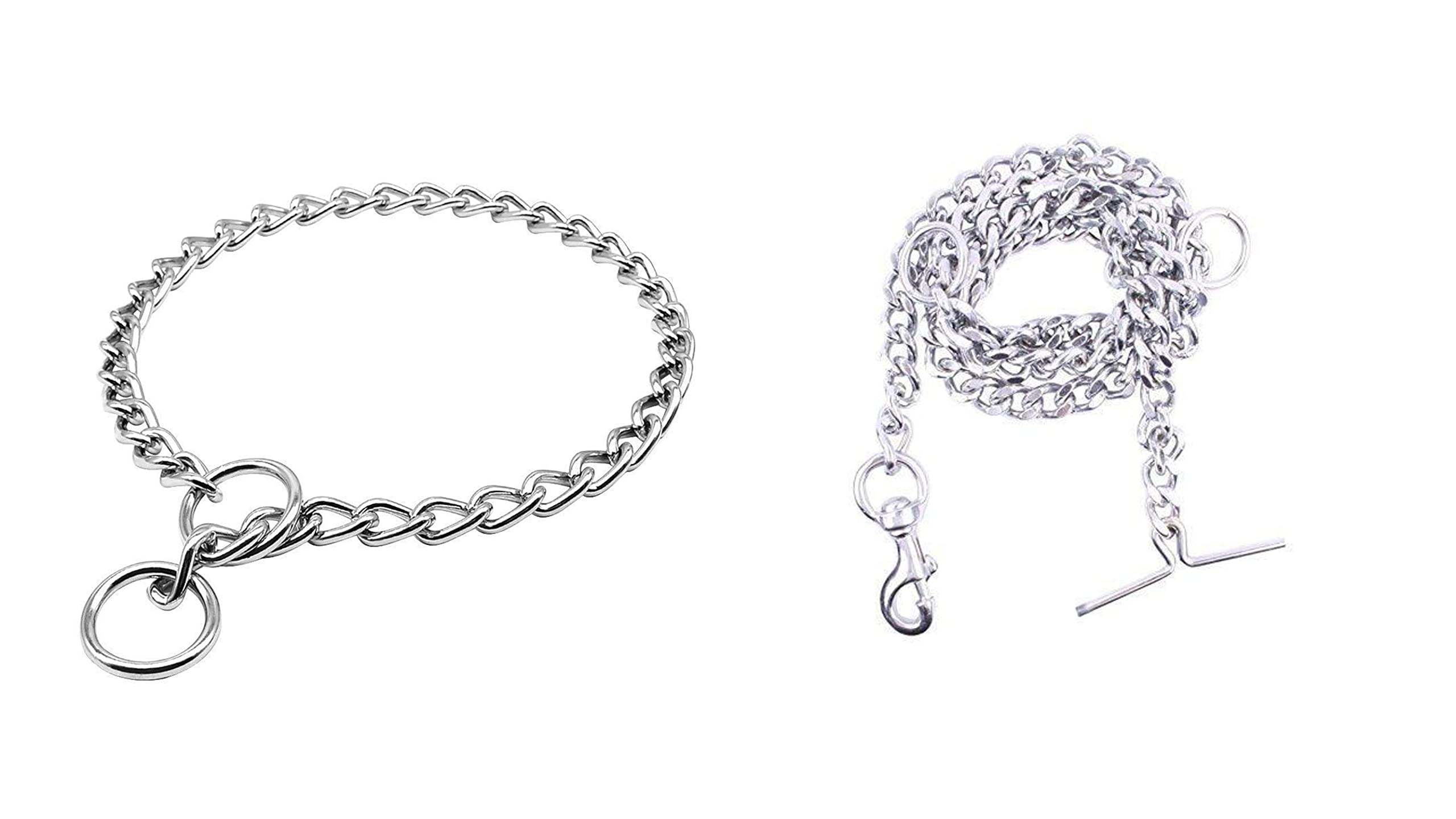 Petvalley Combo of Chrome Stainless Steel Chain with Heavy Hook and Chrome Stainless Steel Dog Choke Chain - 24 Inch Collar & 60 Inch Length Long Chain (Chock Collar with 6 No Chain) (B0B83PDBHS) Amazon Price History, Amazon Price Tracker