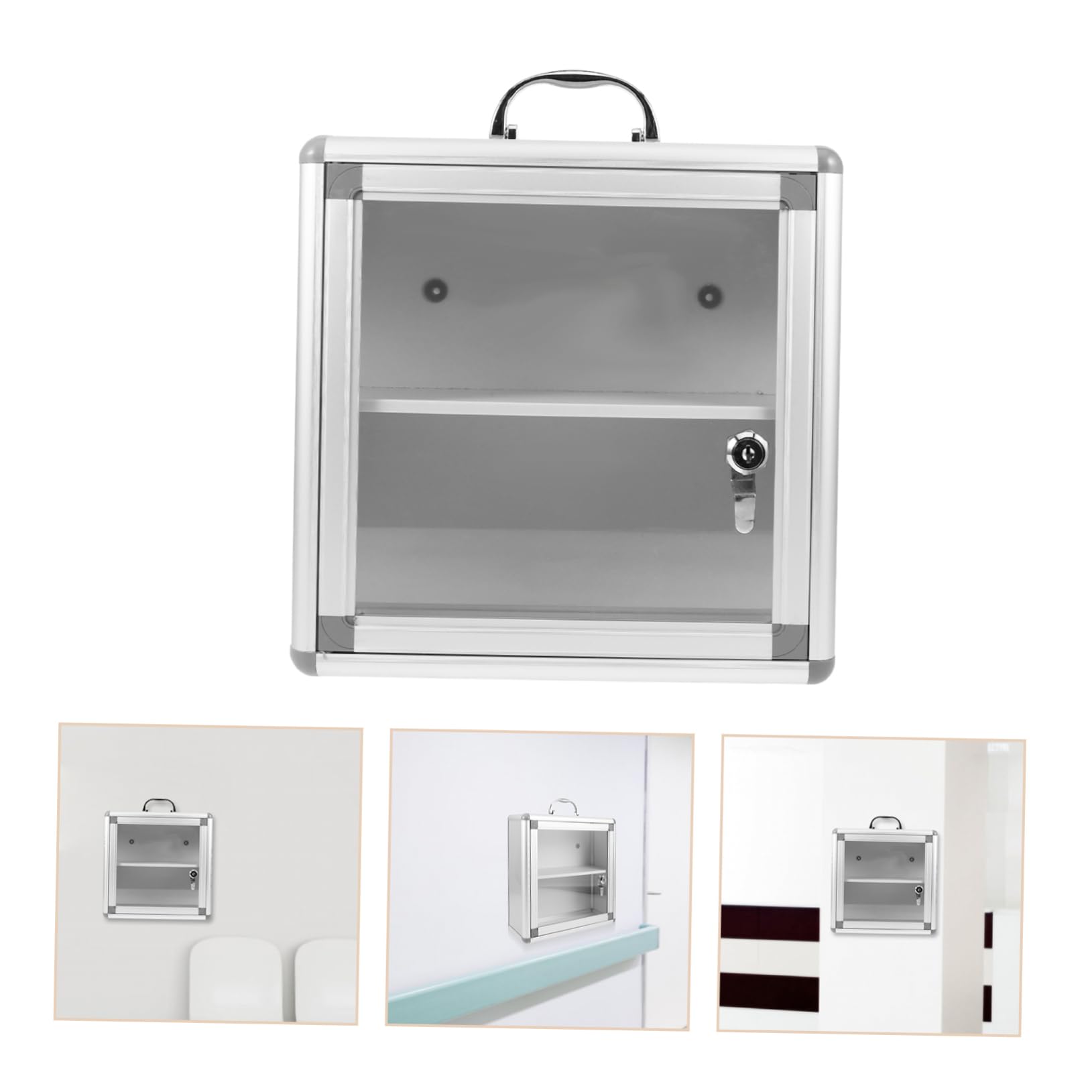 Cabilock Botiquín Caja de Pared Doble Compartimento de Metal Construcción Resistente y Fácil de Instalar para Uso en Lugares Públicos y Hogares