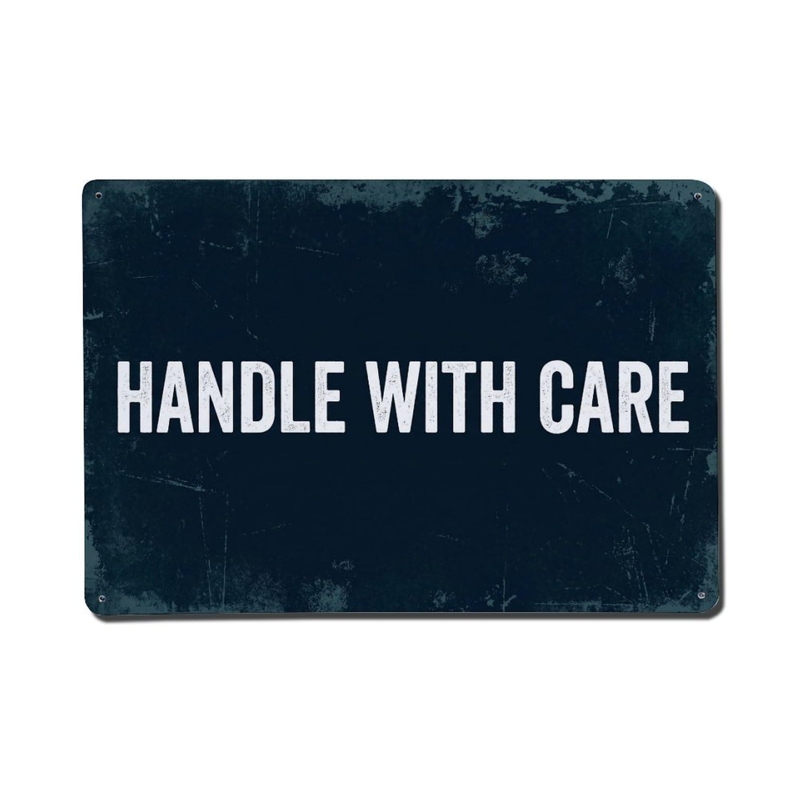 Vintage Handle with Care Metal Tin Sign