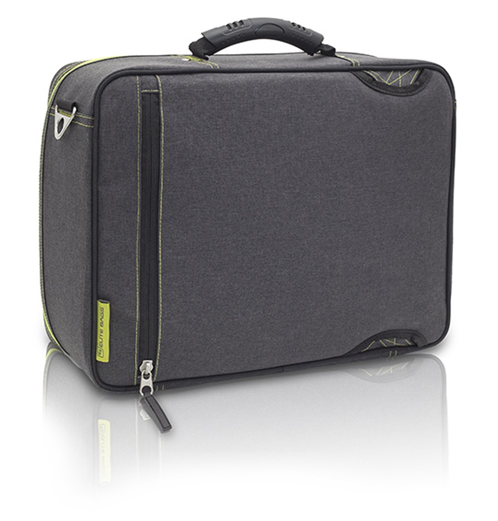ELITE BAGS - URB&GO Pflegetasche | grau-bitone mit lemonfarbigen Akzenten | viel Stauraum | herausnehmbare Modultaschen | verstaubares Rucksacktragesystem