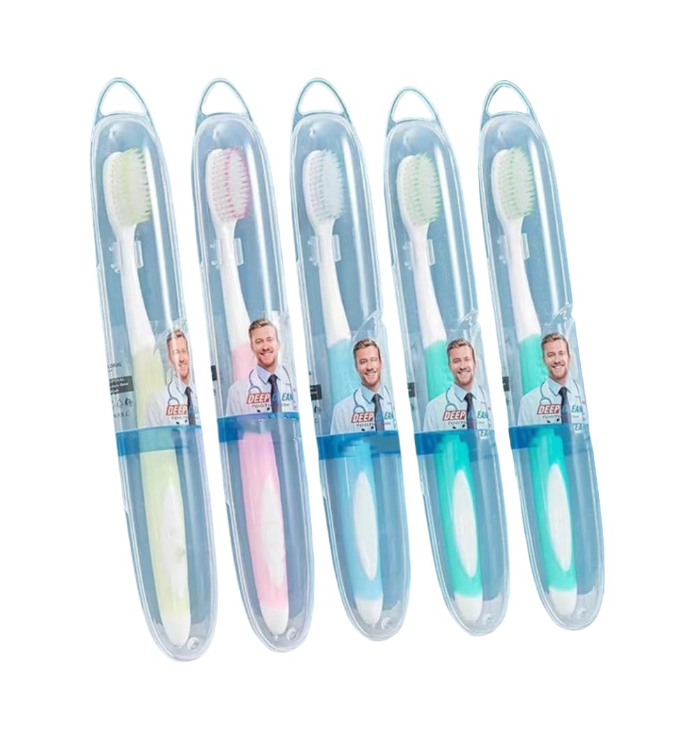 Caibomaoyi Extra Soft Toothbrush with Box(Regular Size),Designed with Cone-Shaped bristles for periodontal Disease,Suitable for Sensitive Teeth and Gum Recession?Colors May Vary?1 Count (Pack of 5)?