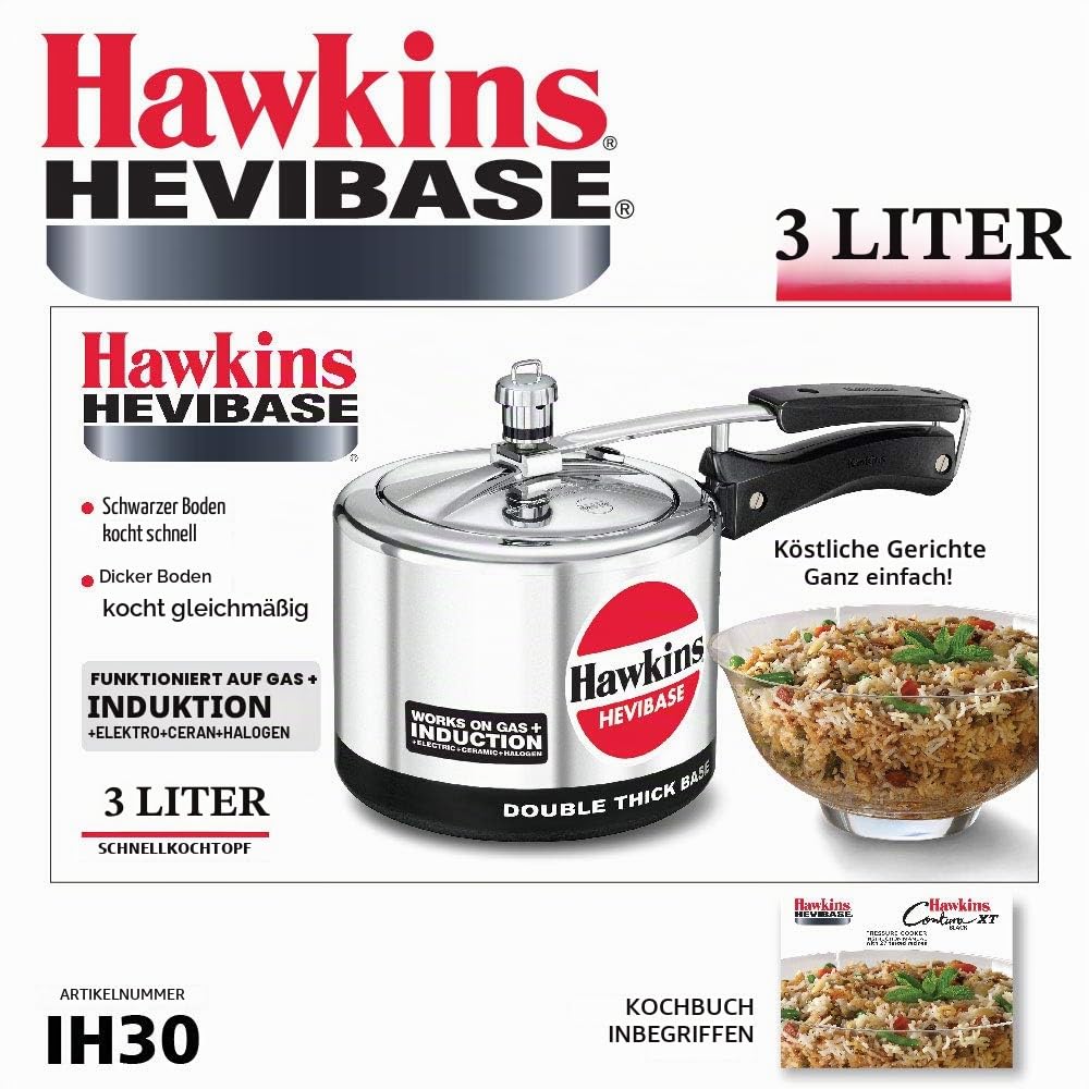 Hawkins Hevibase IH 30 IH30 Induktions-Schnellkochtopf, 3 Liter, klein, silber