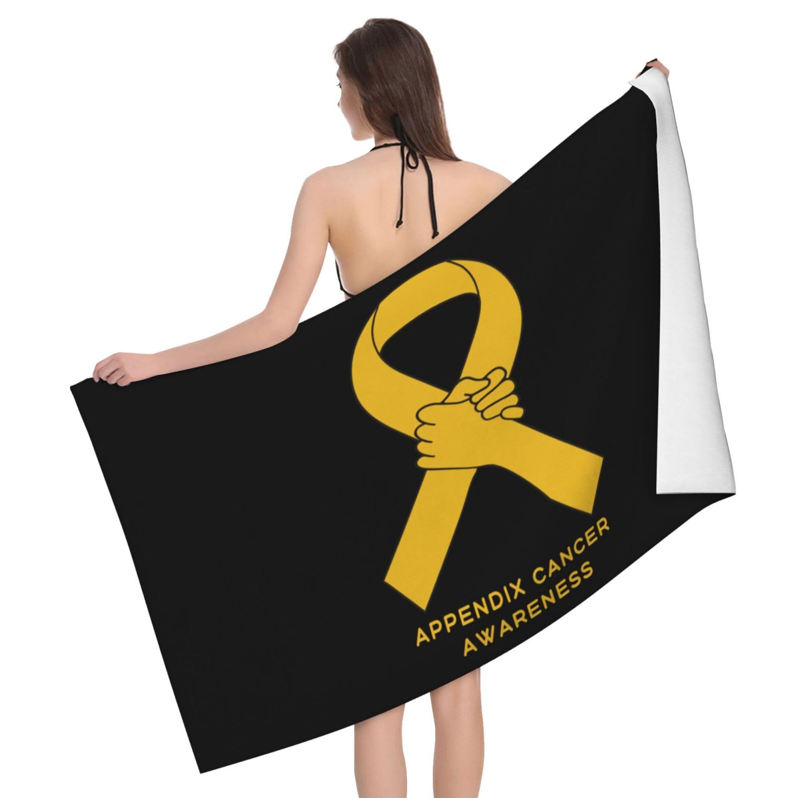 HLBSDM Microfiber Appendix Cancer Awareness Beach Towel Quick Dry Soft Sand Free Beach Towels for Pool Swim Beach Lightweight Thin Towels