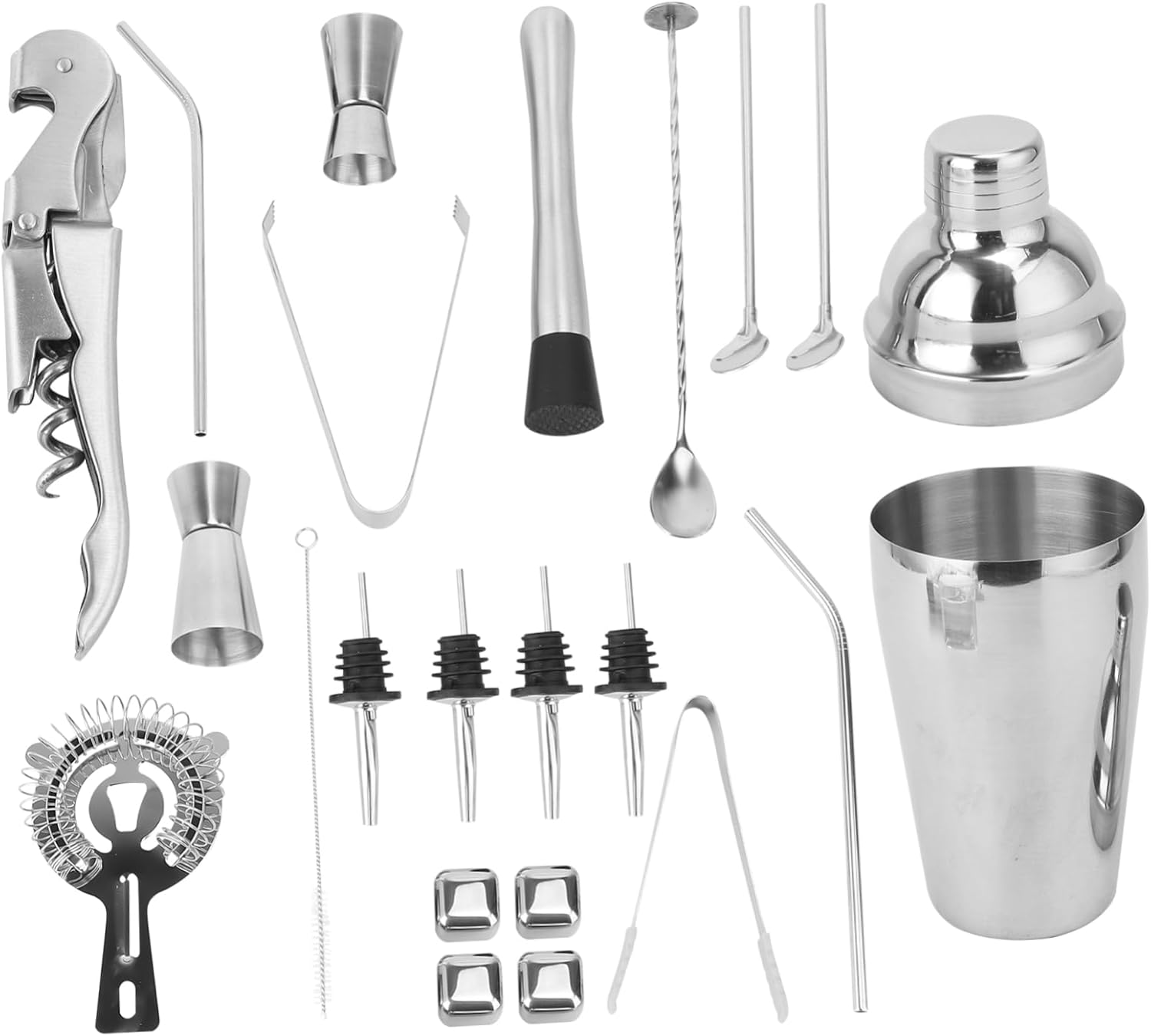 Set de 22 Piezas de Acero Inoxidable para Bartender GLEAVI