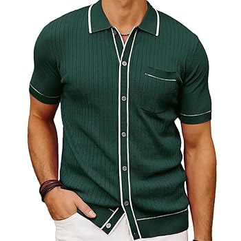 Men's Knit Short Sleeve Polo Shirt Casual Streetwear Lapel
