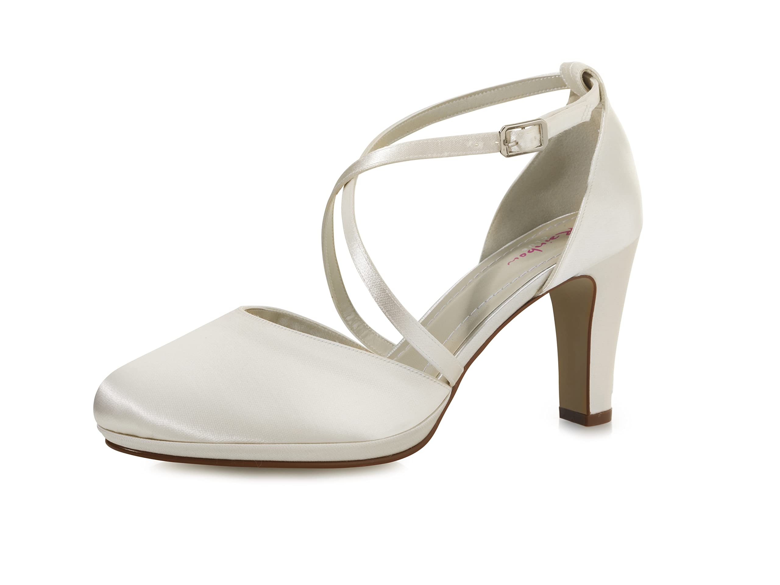 Rainbow Club Bridal Shoes Olaila - Ladies, Two-Piece Pumps, Ivory/Cream, Satin, Simple, Comfortably Padded, Strap, Size 39.5 EU (UK 6.5)
