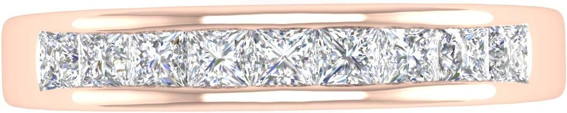 1/2 Carat Channel Set Princess Cut Diamond Wedding Band Ring in 14K Gold