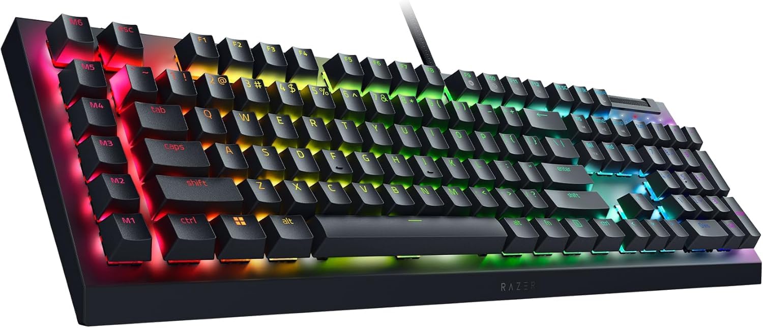 Razer BlackWidow V4 X - Clavier Gaming Mécanique Chroma RGB (Switchs Mécaniques Verts, 6 Touches Macros Dédiées, Touches ABS à Double Injection) FR-Layout | Noir