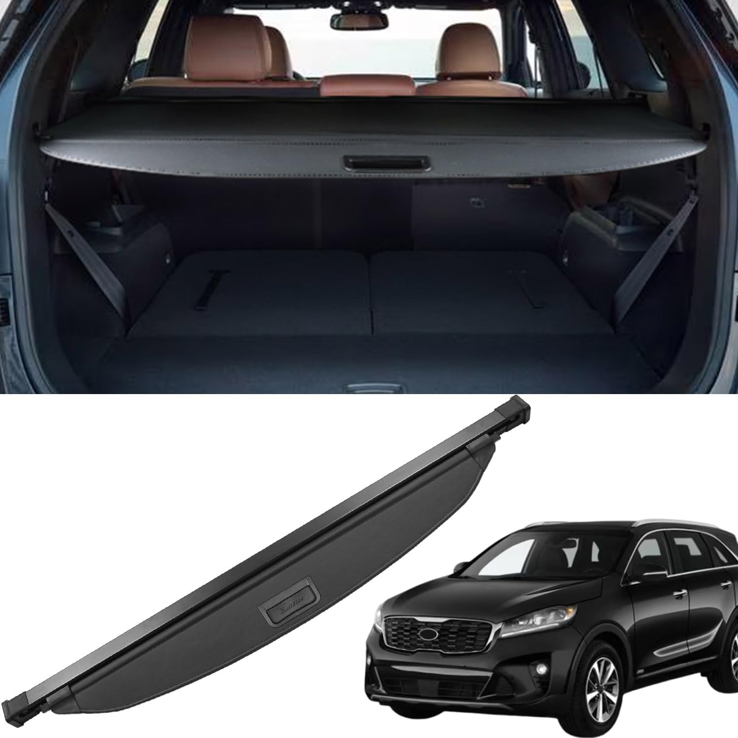 Marretoo Cargo Cover for for Kia Sorento 2016 2017 2018 2019 2020 for Kia Sorento Accessories Black Factory Style SUV Trunk Cover Cargo Security Shade Trunk Cover