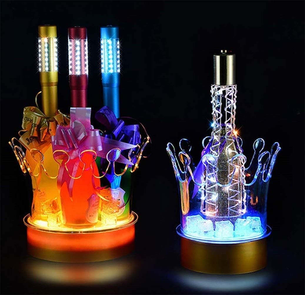 Eiskübel Eiskühler Eis Eimer Sektkühler Bunte LED Eiskübel, Große Kapazität Weinkühler LED Lebensmittelqualität Eimer Kunststoff Retro Champagner Wein Trinkt Bier Eimer, batería de litio Aufgeladen We