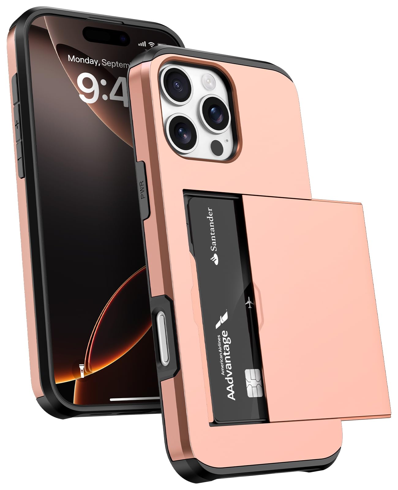 Jelanry for iPhone 16 Pro Max Wallet Case with Slide Hidden Card Slot, Slim Design for 2 Cards IDs Credit Cards & Dual-Lay...
