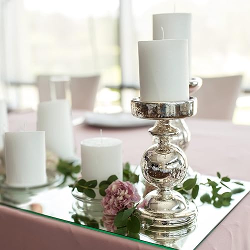 Miniatura 4 de VASUHOME Juego de 12 candelabros de espejo de 5 x 12 pulgadas para centros de mesa, 0.079 in de grosor, azulejos de espejo para pared, centros de