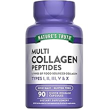 Multi Collagen Peptides, 90 Quick Release Capsules 500 mg per Capsule, Nature's Truth