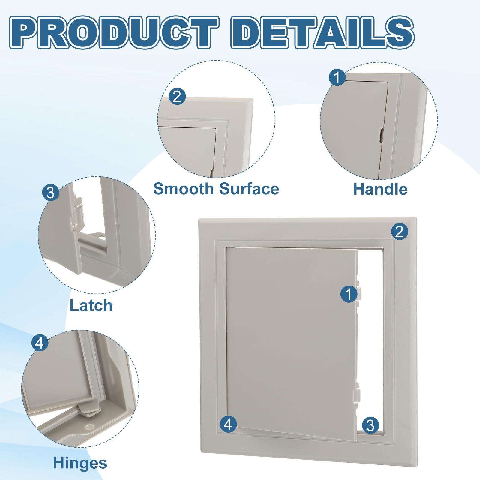 PATIKIL Access Panel for Drywall 165x165mm, ABS Plastic Panels for Inspection Hatch Access Door with Double-Sided Tape for Wall Ceiling Fuse Box Cover Conceals Wires, Gray - Image 3