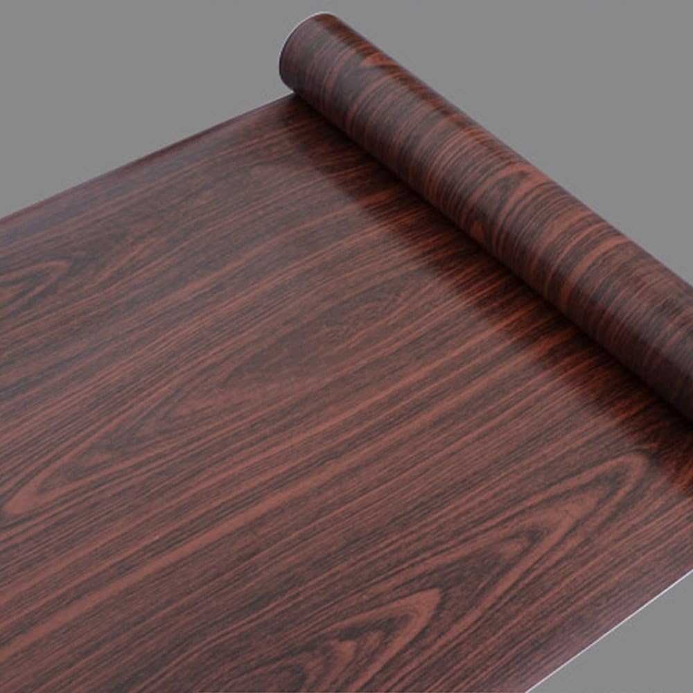 Yifely Dark Brown Wood Grain Shelf Liner Kithcen Cabinets Mat Removable Vinyl Contact Paper 17.7inch by 13 Feet