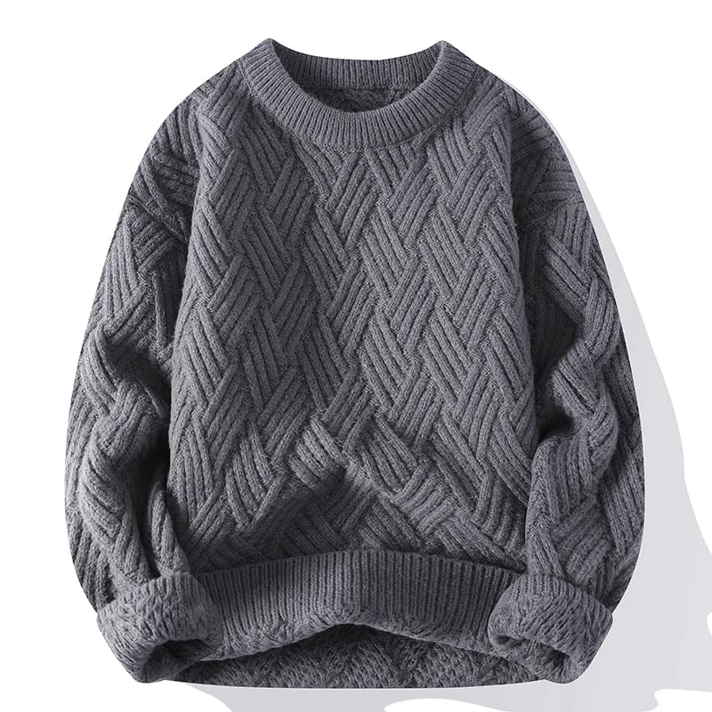Autumn Winter O Neck Kint Pullovers Men Solid Color Casaul Sweater Loose Knitted Streetwear Warm Pullover4
