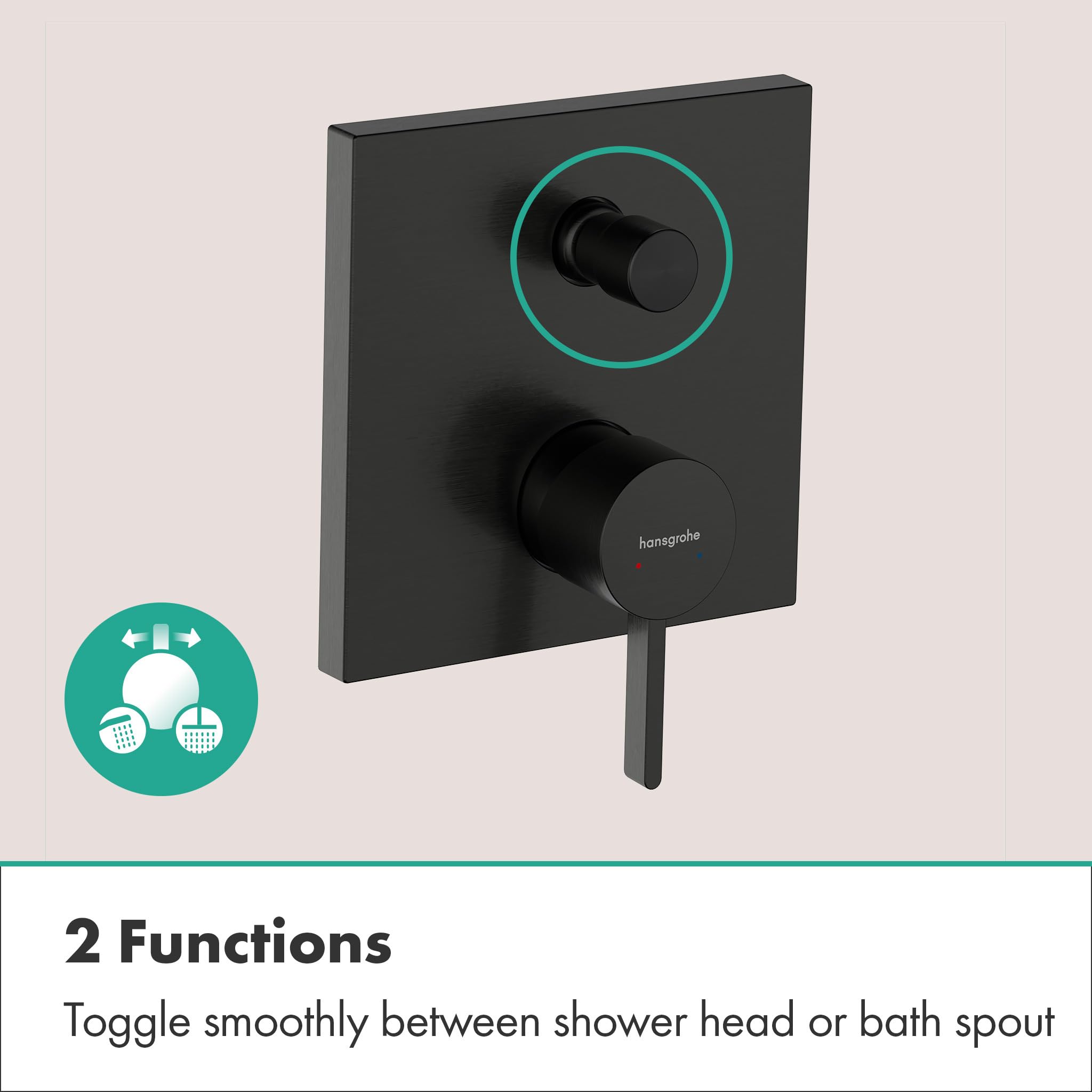 hansgrohe Finoris - Badewannenarmatur Unterputz für 2 Verbraucher, Mischbatterie Badewanne eckig für iBox universal, Einhebelmischer Wanne, Brushed Black Chrome, 76415340