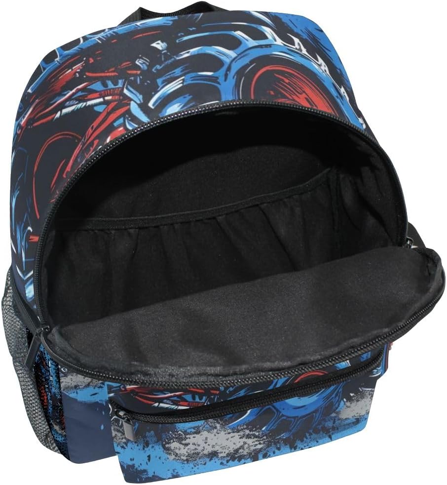 Bolaz Kids Backpack for Boys Girls Toddler Bags Children Preschool Monster Truck 1 Kindergarten Small 3-8 Years Old Chest Strap