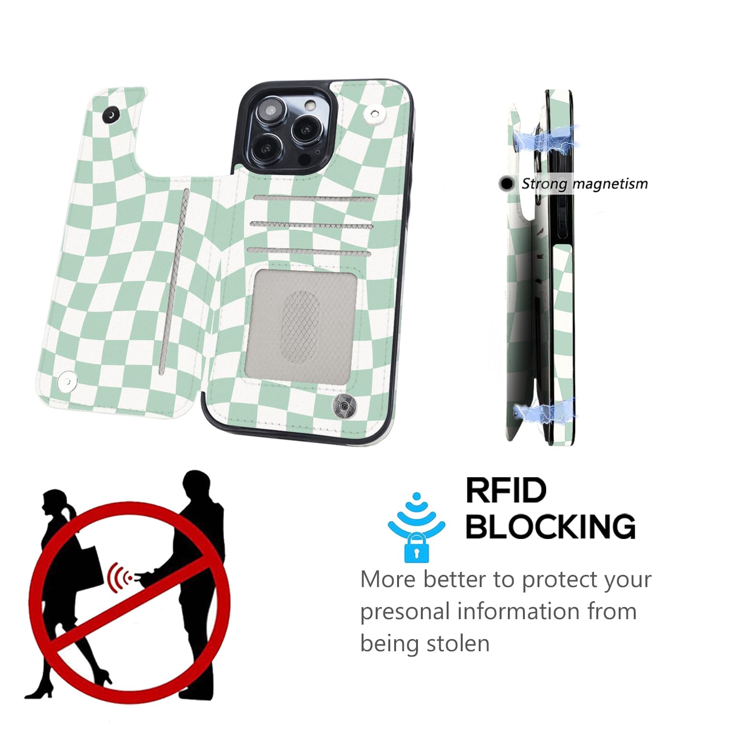 Funda tipo cartera compatible con iPhone 16 Pro Max con tarjetero, de piel sintética con ranuras para tarjetas integradas, función atril y funda a prueba de golpes para iPhone 16 Pro Max de 6.9