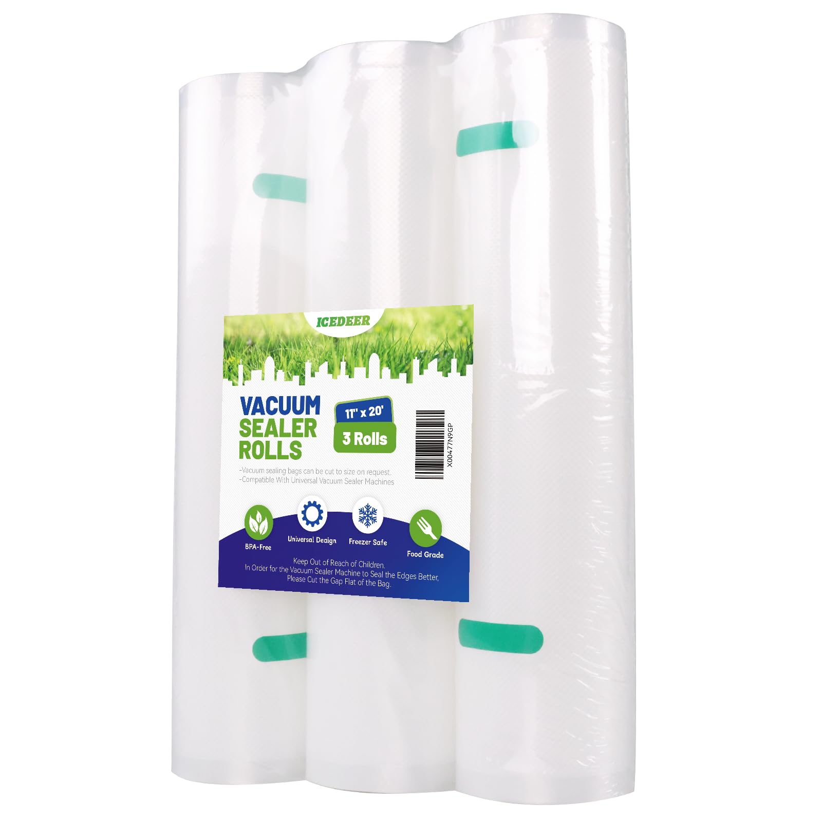 Bolsas selladoras al vacío para alimentos, bolsas selladoras al vacío de 11 x 20 pies (3 rollos), bolsas de almacenamiento al vacío, rollos de bolsas selladoras al vacío, rollo dispensador de bolsas
