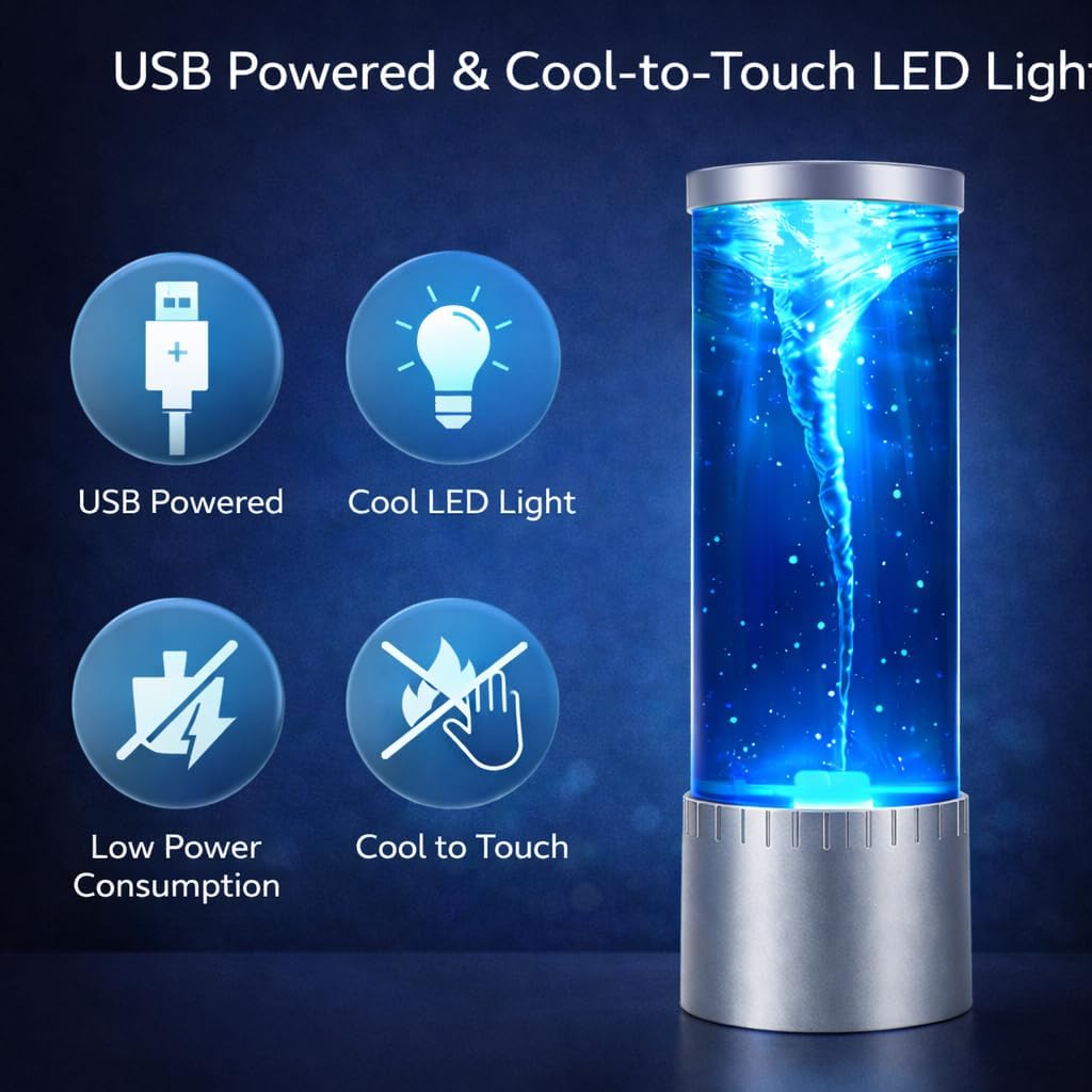 Tornado Lamp & Night Light - Mesmerizing Motion & Soft Glow for Relaxation and Ambiance - Image 4