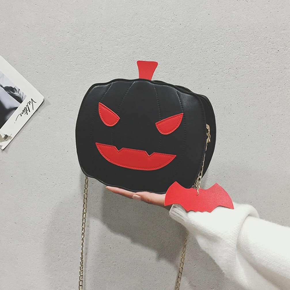 Luxshiny Pumpkin Crossbody Bag, Halloween Pumpkin Bag Halloween Shoulder BagBlack
