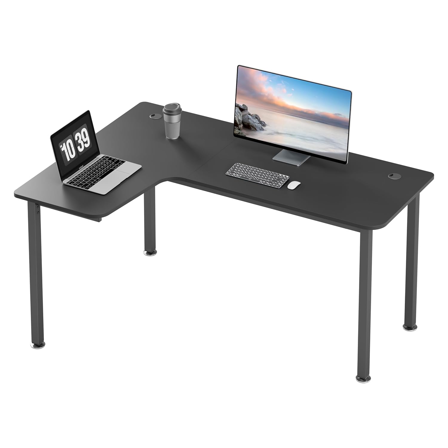 EUREKA ERGONOMIC Metal Finish L Shape Computer Simple PC Gaming Table Desk with Cable Management System Large Mouse Pad for Home Office, (Black, 60 Inch)