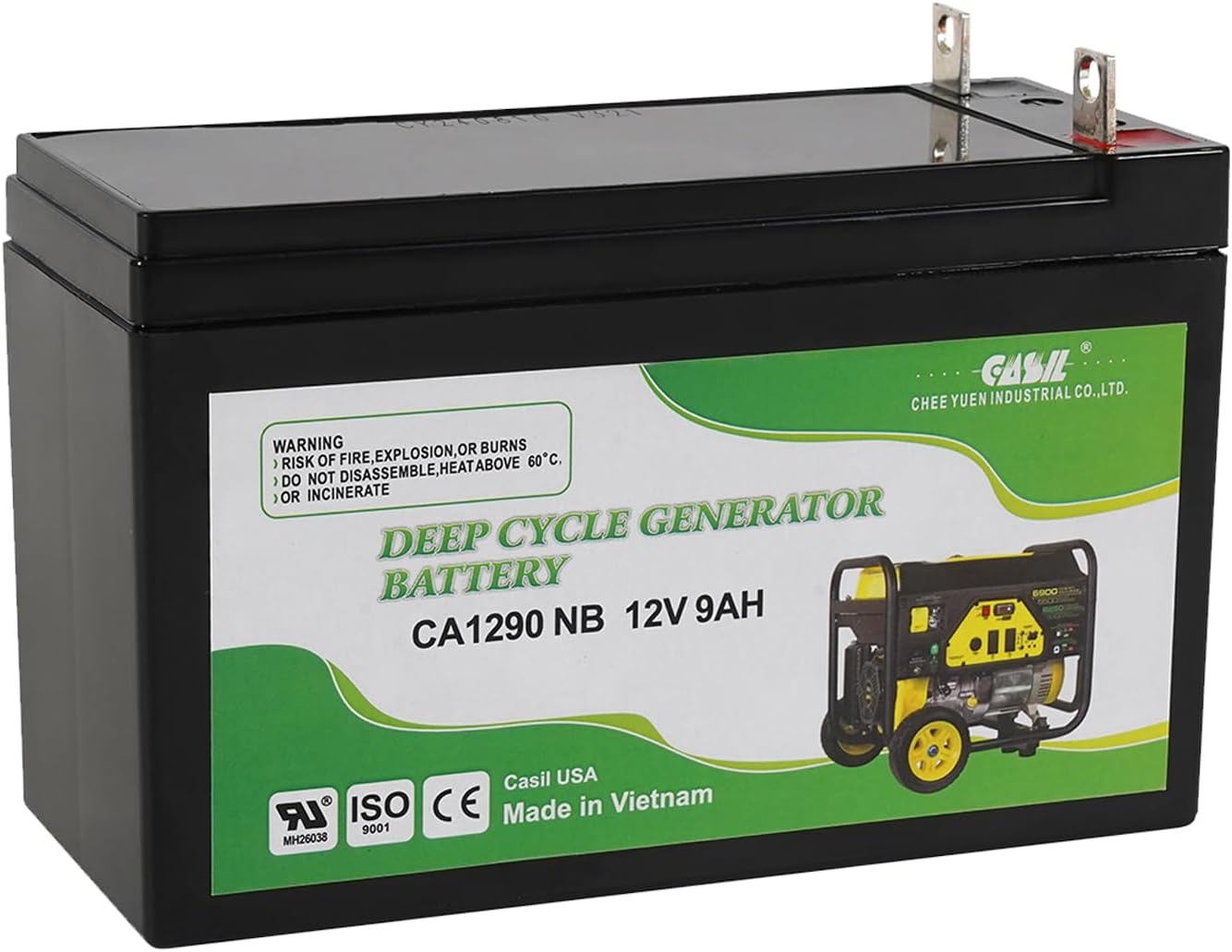 Casil 12V 9Ah Generator Battery – SLA AGM Replacement for Generac GP7500E, XP8000E, XG8000E, 0G9449, HSL1069, 6-FM-9A, HW-9-12