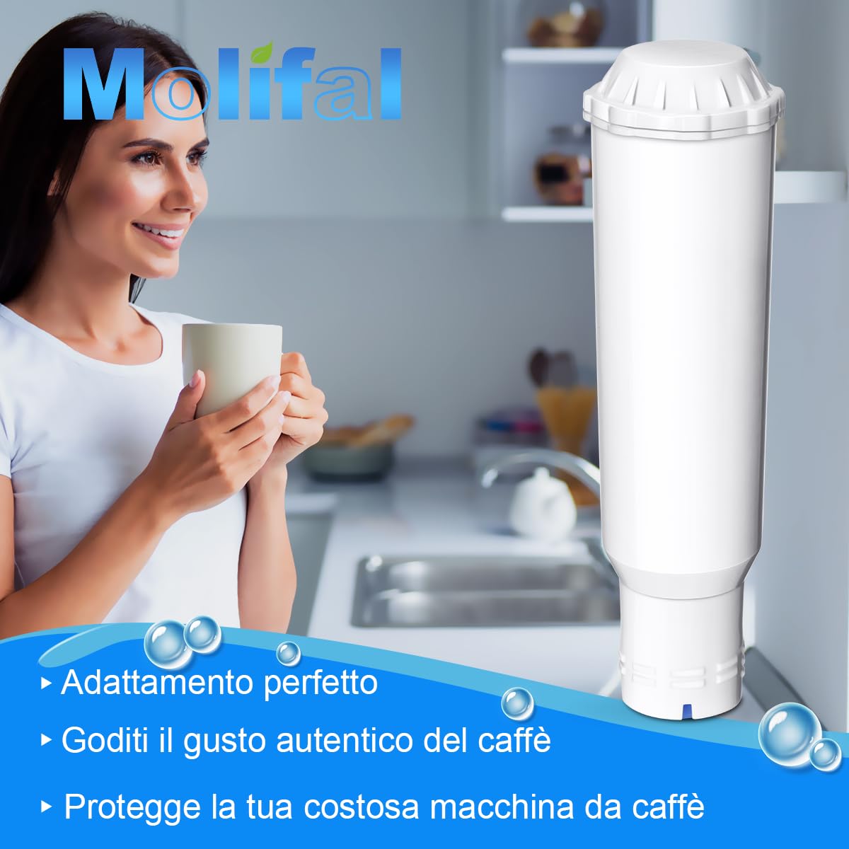 Filtro acqua, ricambio per macchine da caffè Delonghi DLSC002, compatibile con Delonghi Dinamica, Magnifica S, Eletta Explorer, ETAM Autentica EPAM e serie ECAM