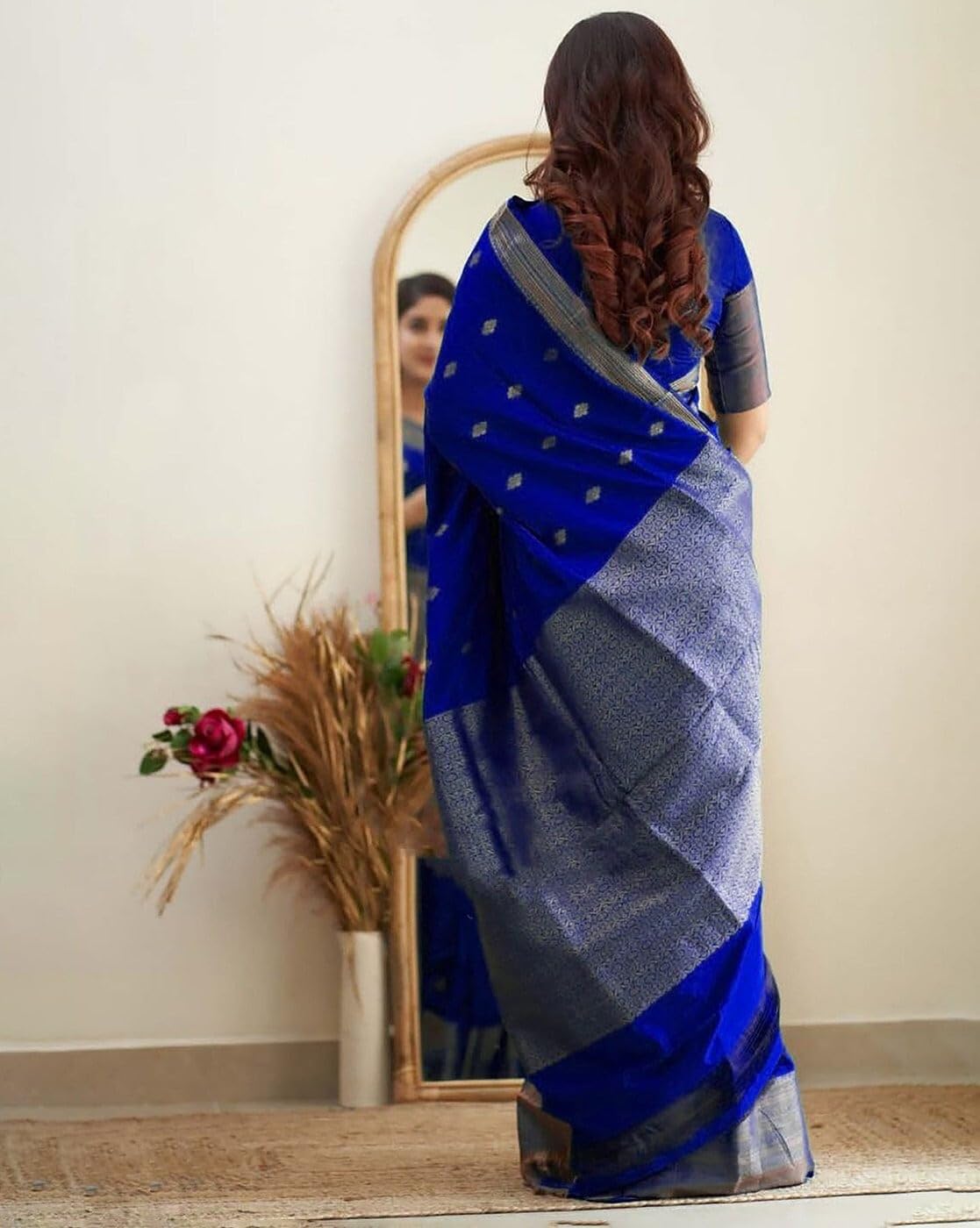 Sari de seda de algodón Yashika Banarasi Kanjivaram con estampado para ocasiones y festivales indios