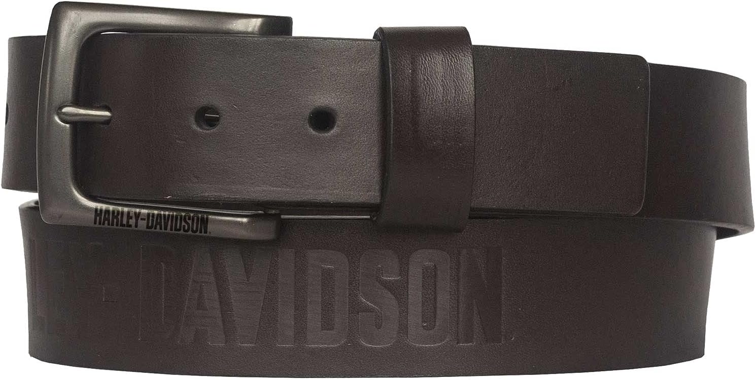 Harley-Davidson Men's Vintage Race Genuine Leather Belt - Antique Nickel