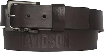 Harley-Davidson Mens Vintage Race Genuine Leather Belt - Antique Nickel
