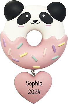 Personalized Food Christmas Ornaments 2025 - Panda Donut Ornament Custom Christmas Ornament Food Ornaments Donut Panda Bear Pink for Tree