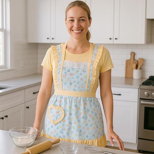 Miniatura 5 de CRB Fashion Delantal de cocina para mujer Delantales de chef de cocina con bolsillo para damas, mujer, mujer