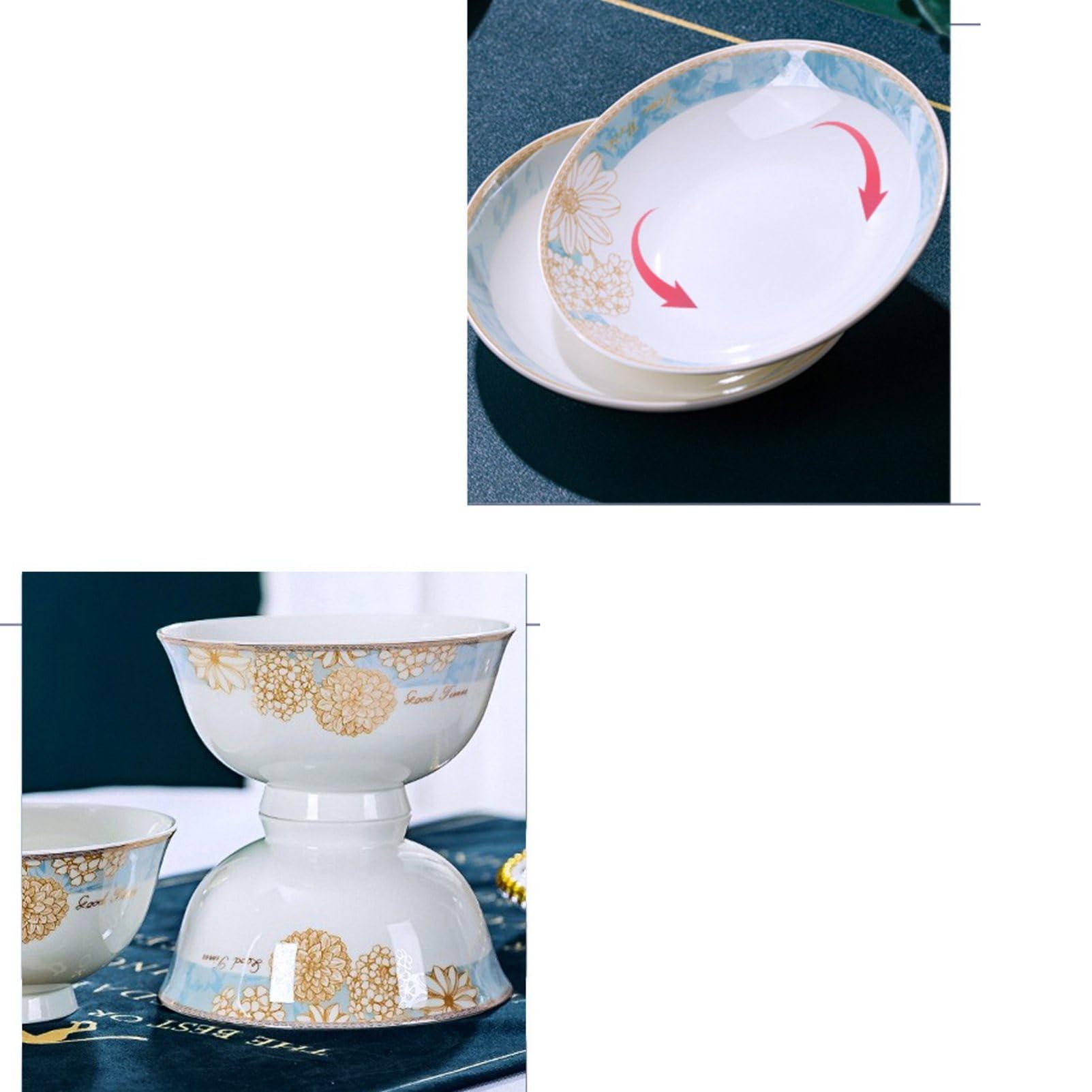 Amazon.co.jp: 食器 4人食 6人食 お花柄 白青黄 菊 白い磁器