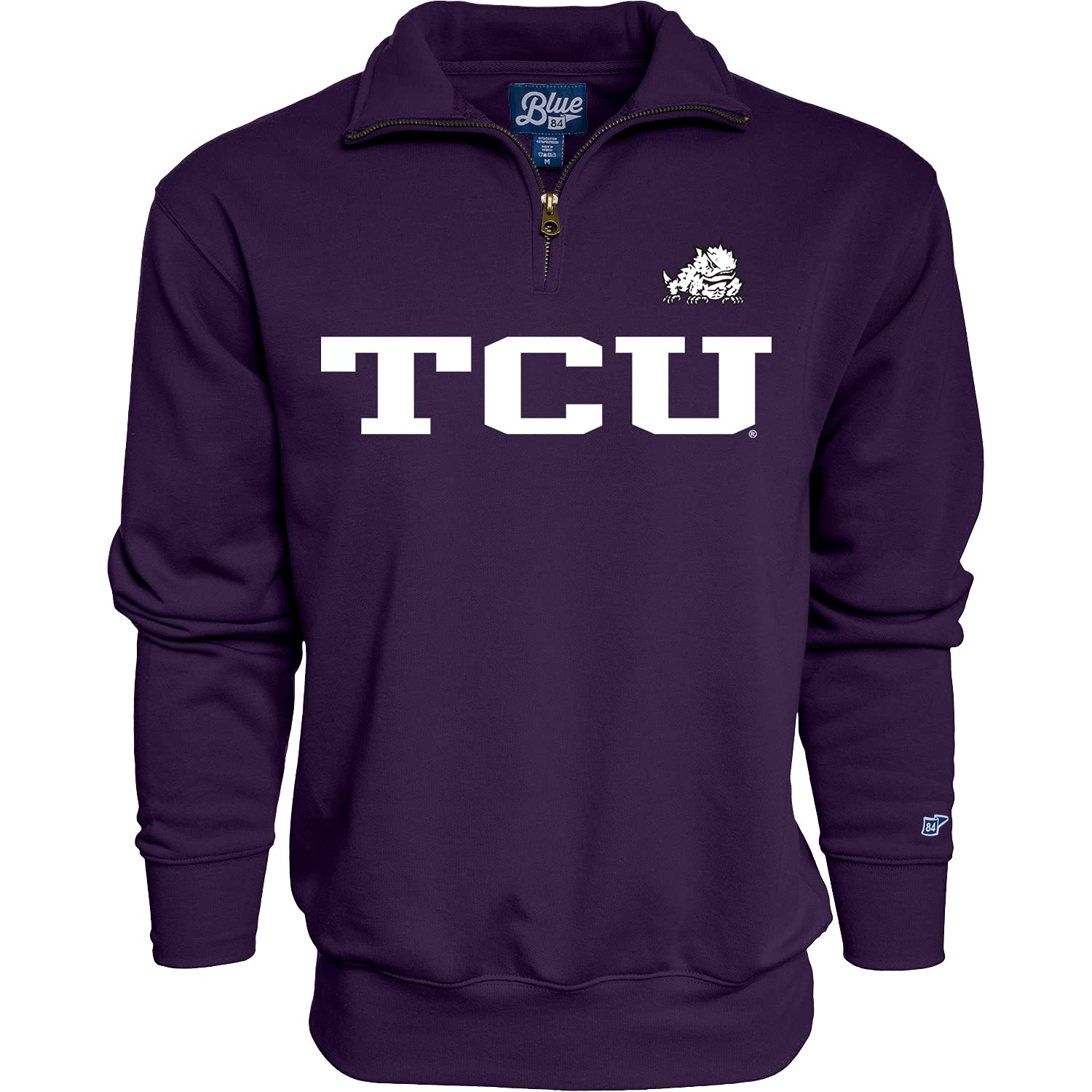 Blue 84 Men's TCU Horned Frogs Quarter Zip Sweatshirt Team Color, Team Color, Medium