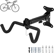 CYFIE Bicycle Wall Mount, Folding and Padded, Adjustable Bicycle Wall Hanger, Bike Support up to 25 kg, with Soft Padding, for Racing Bikes, MTB